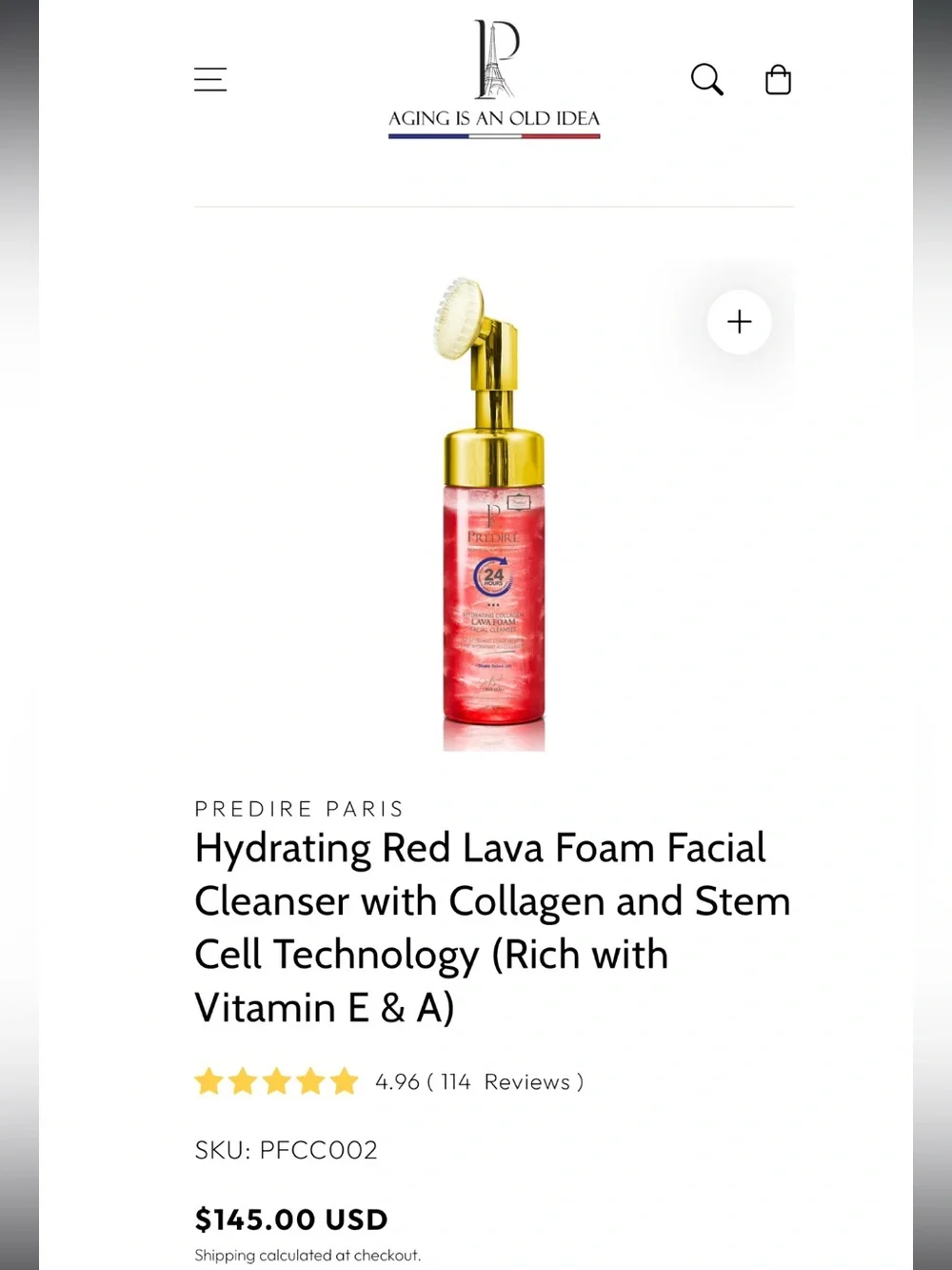 Predire Hydrating Red Lava Foam Facial Cleanser Collagen & Stem Cell — 150ml
